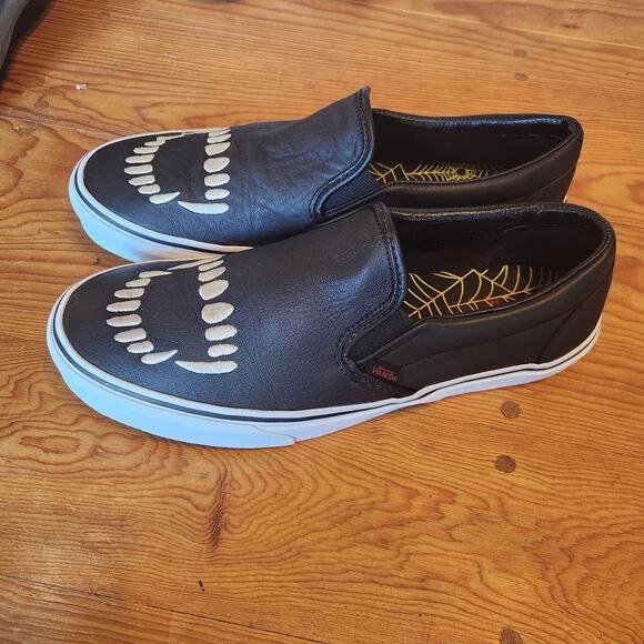 VANS FANGS BLACK LEATHER SNEAKERS MENS 10.5 HALLOWEEN VAMPIRE GOTHIC DARK SKATER - Picture 5 of 7